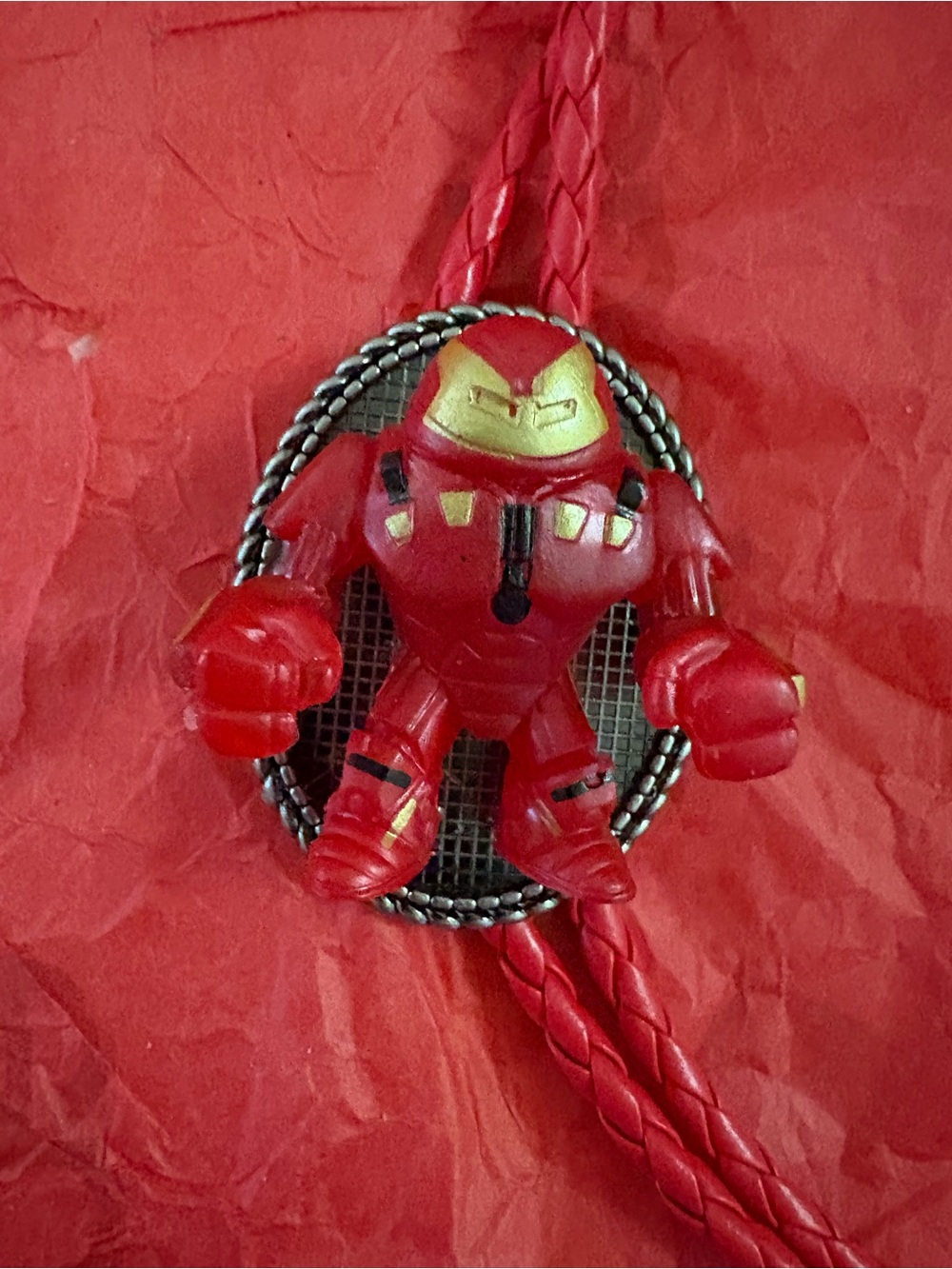 Red Superhero Robot Charm Necklace